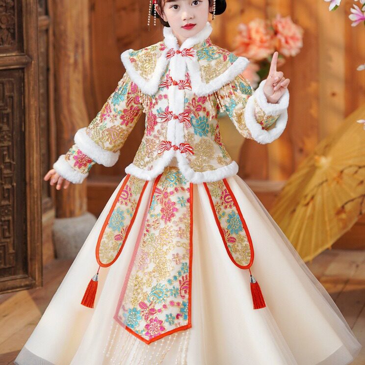 汉服女童冬季裙子冬装新款儿童