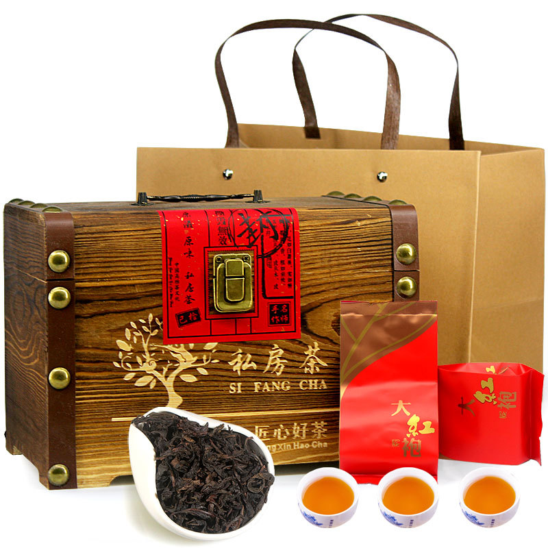 大红袍茶叶正山小种红茶 肉桂茶叶木质礼盒装 金骏眉节日送礼包邮