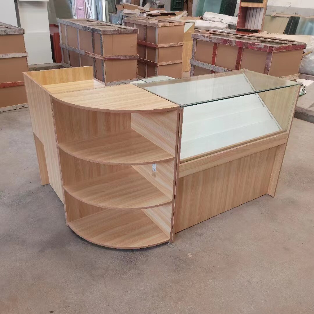 商超专用玻璃烟柜台收银台一体柜便利店转角玻璃香烟柜台加厚玻璃