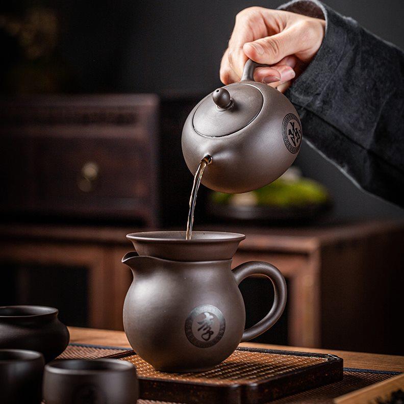 紫砂整套功夫茶具套装家用品茶壶盖碗泡茶杯组合小型轻奢定制刻字