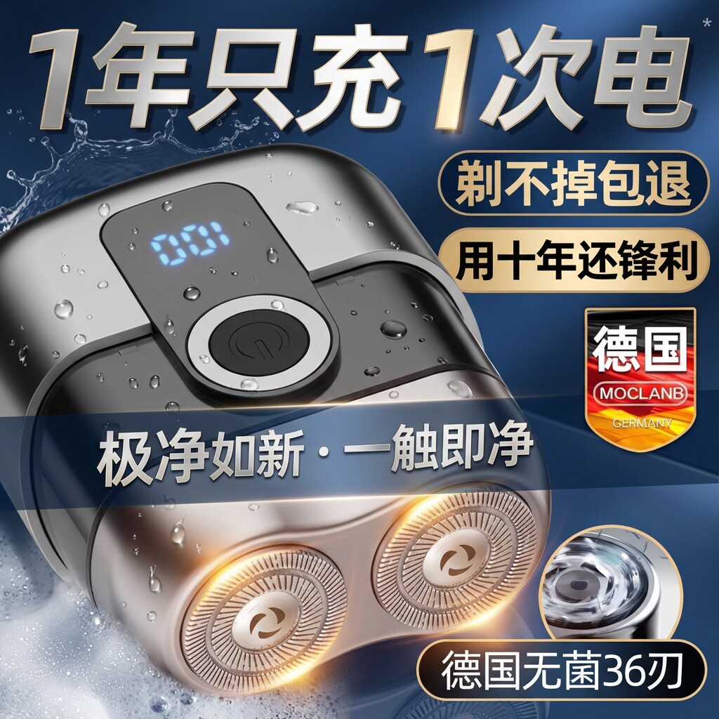 德国精工男士电动剃须刀刮胡刀2026新款迷你胡须刀官方正品旗舰店