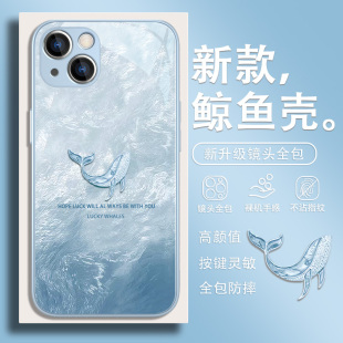 11玻璃17pro小众xr 适用iPhone16手机壳冰川纹鲸鱼15promax新款 12mini女款 8plu7个性 xs套 苹果14高级感13时尚