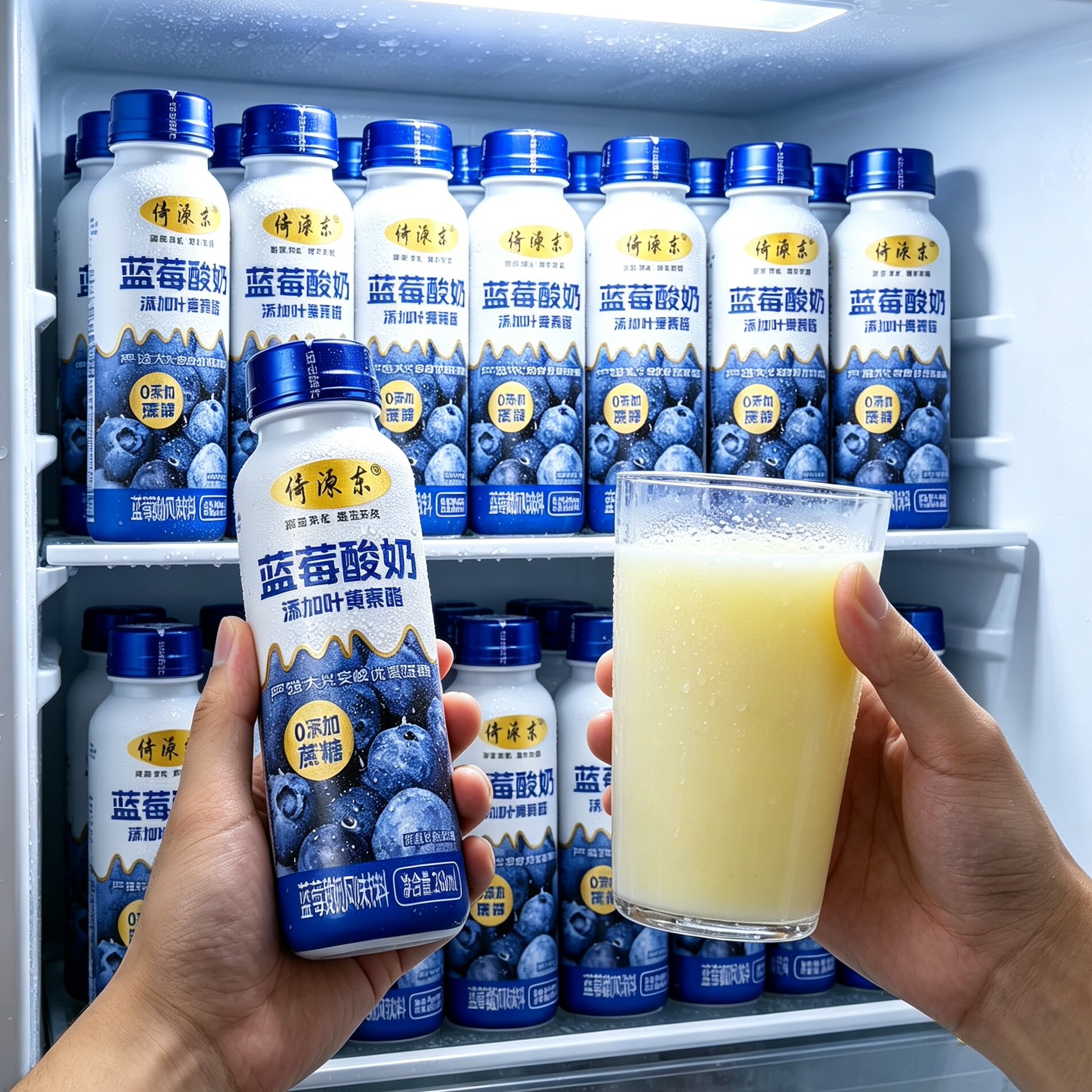 蓝莓酸奶风味饮料0添加蔗糖0脂肪整箱24瓶叶黄素酯早餐代餐乳酸菌