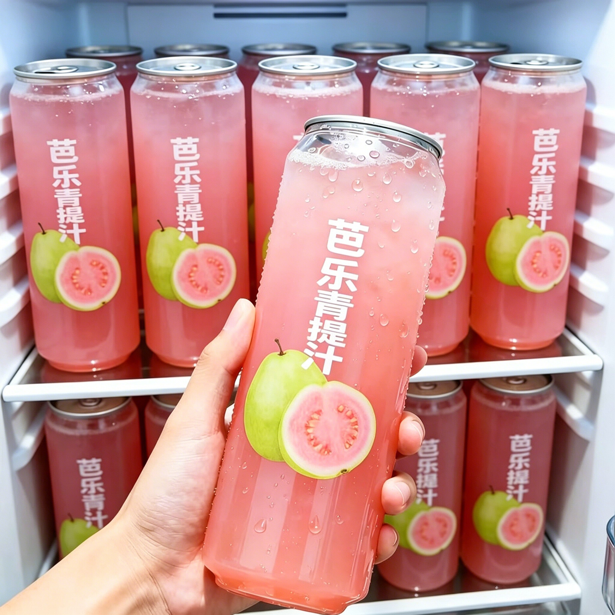 【厂家直销】100%芭乐青提汁果汁饮品0香精0色素整箱300ml/瓶果汁