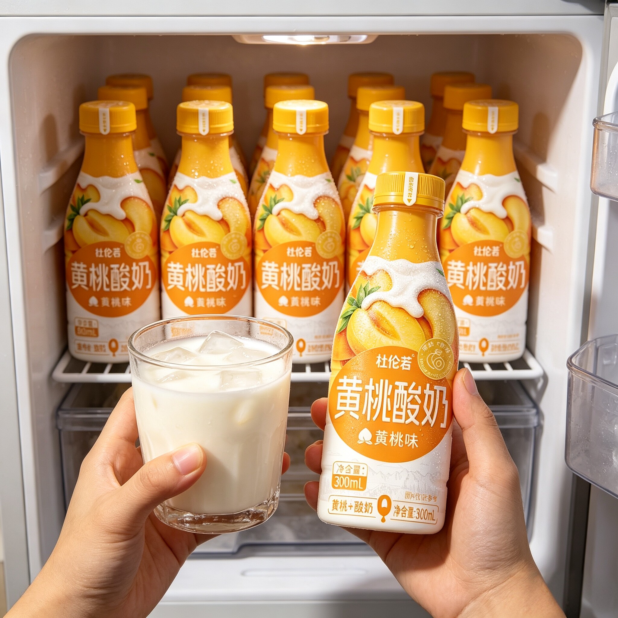 【买一送一】黄桃酸奶300ml*24瓶整箱学生代餐营养风味饮料新日期