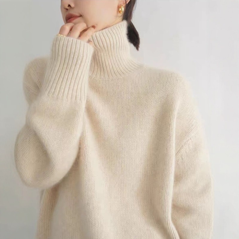 100%纯羊毛衫韩系高领加厚慵懒风