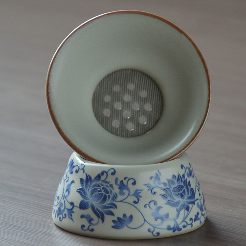 青花复古一体家用陶瓷茶滤苍岚