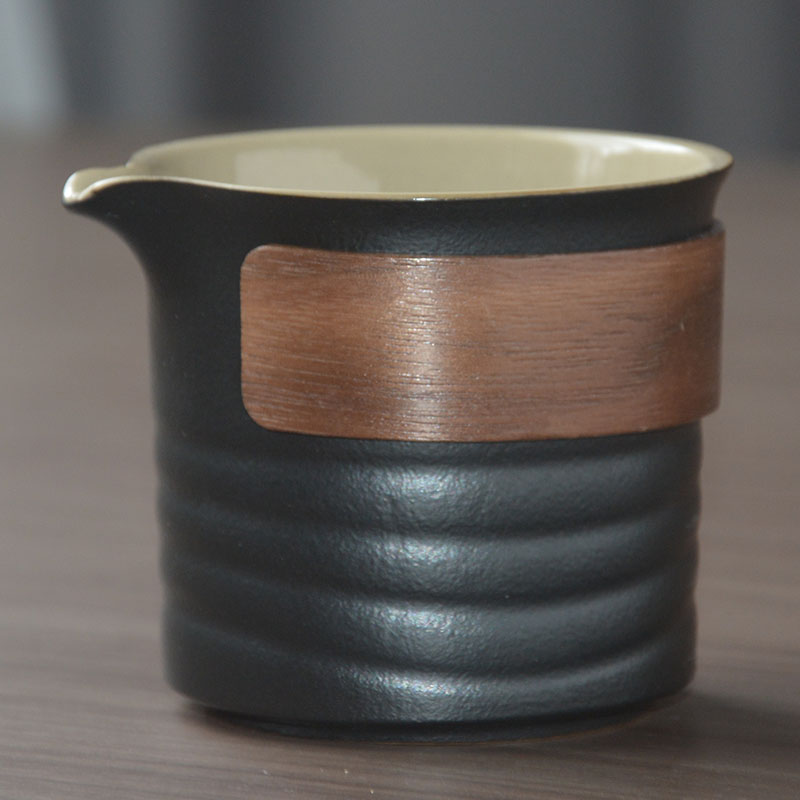 苍岚陶瓷复古黑陶公道杯单个公杯茶海分茶器茶壶茶杯茶具LOGO订制