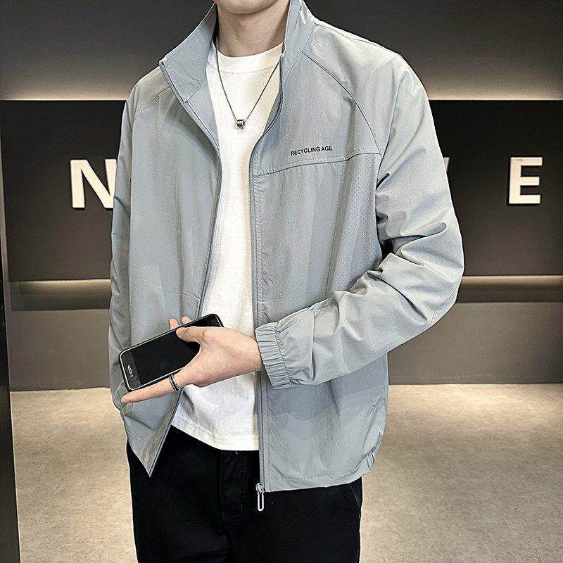 冰丝防晒衣男士薄款立领青