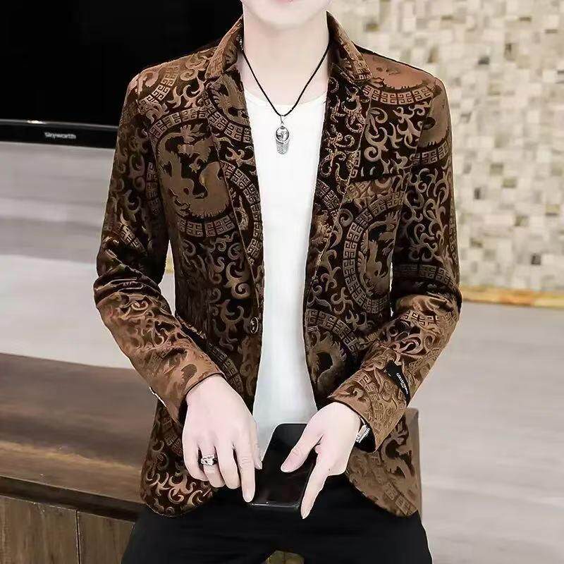 春秋季新款男士金丝绒西服
