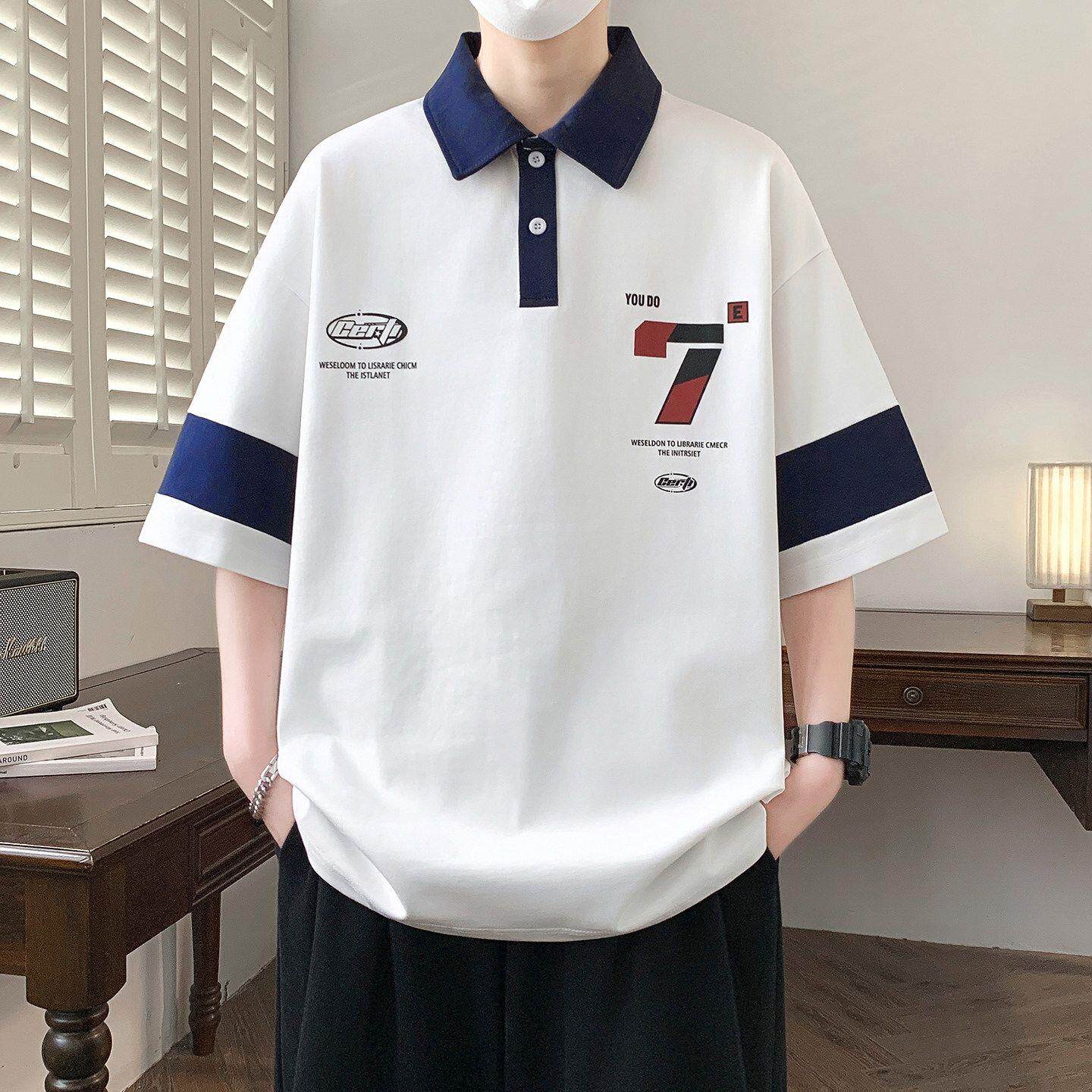 青少年翻领短袖男孩t恤潮