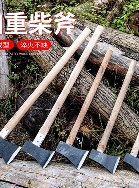 新锻打斧头加重柴斧碳钢劈柴工具砍树开山伐木大斧砍柴斧子长柄