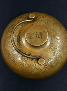 老式铜怀炉龙凤黄铜暖手宝壶汤婆子加厚古炉热水壶冬天男女仿古炉