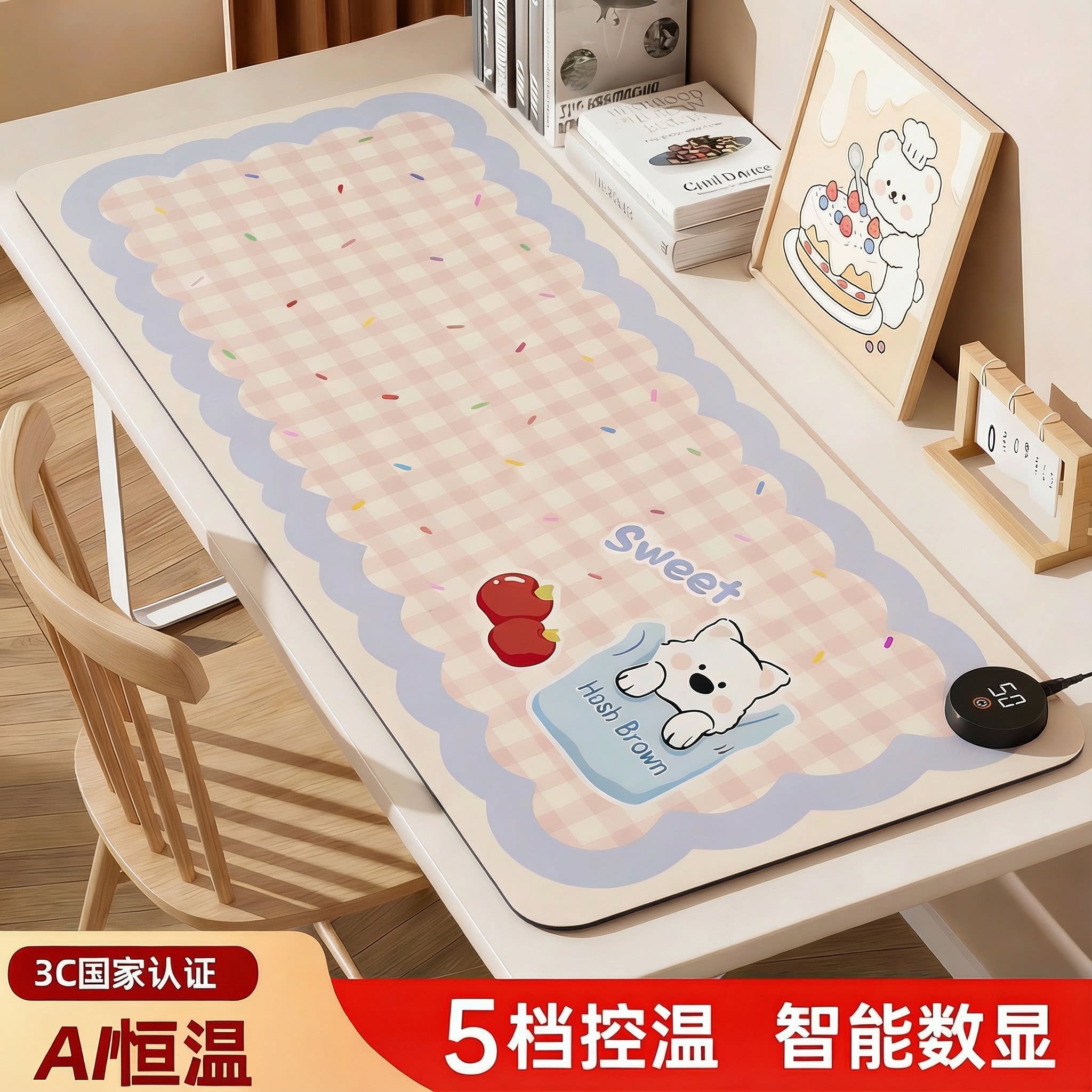 学生书桌加热桌垫办公室电脑桌面暖手垫女生高颜值超大发热鼠标垫