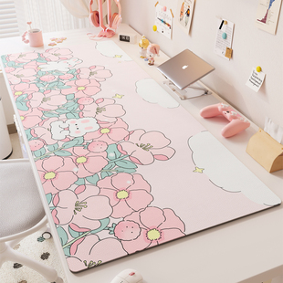 可爱卡通鼠标垫女生高颜值超大号粉色电脑桌垫防滑书桌台面保护垫