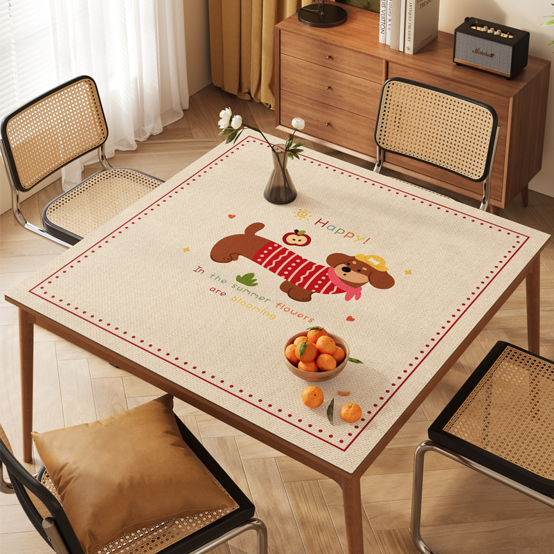 卡通复古餐桌垫2025新款轻奢高级感桌布正方形隔热垫耐高温保护垫