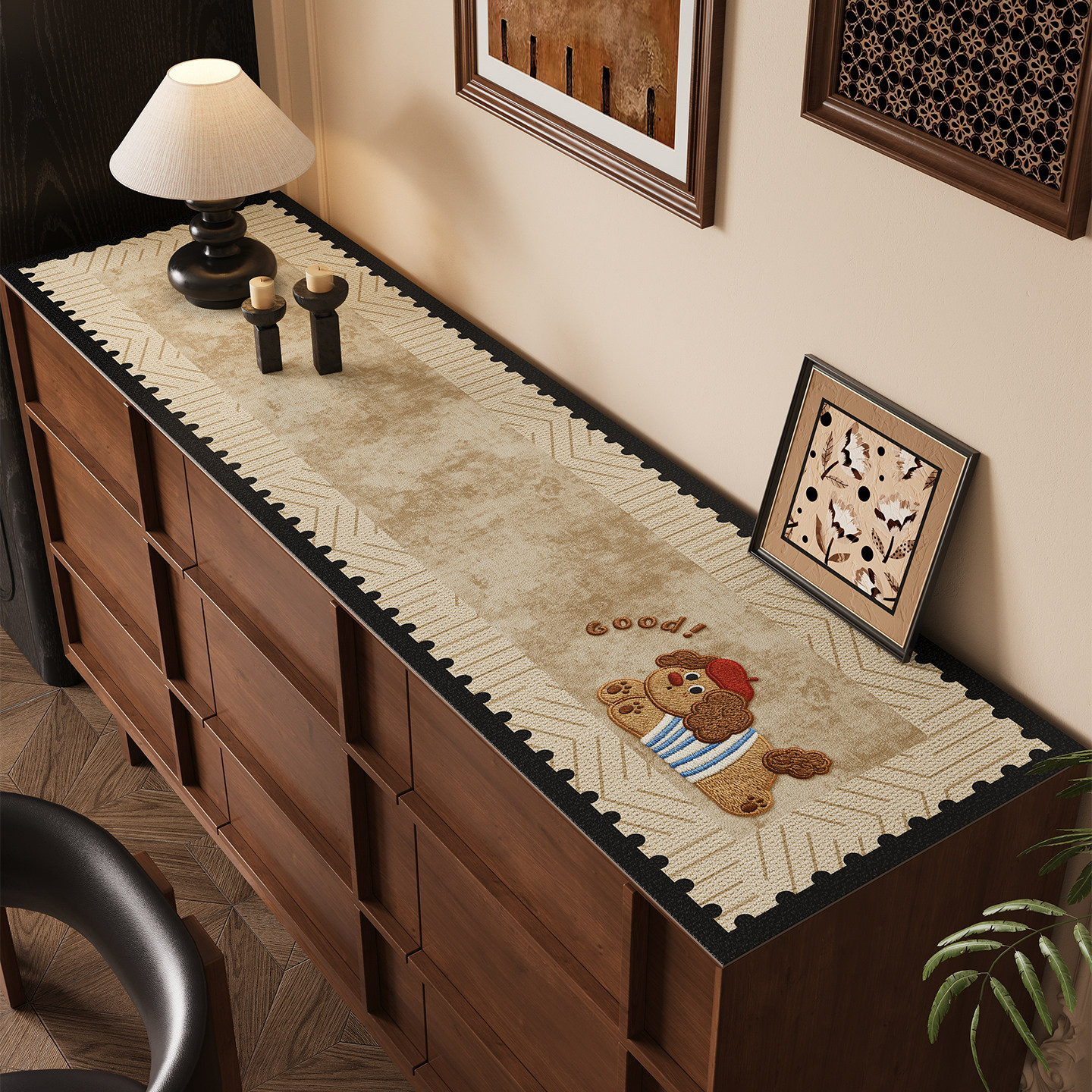 中古风餐边柜保护垫电视柜桌垫免洗防水防烫玄关鞋柜台面防脏垫子,居家布艺,桌布,淘宝优惠券,粉丝福利购,淘宝优惠卷