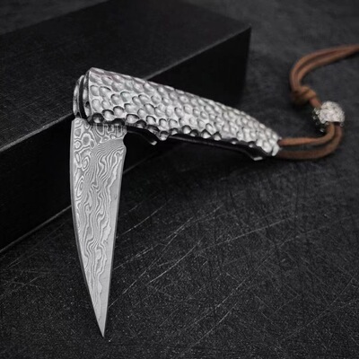 大马士革钢折叠刀水果刀随身刀具防身小刀锋利高硬度瓜果刀折刀