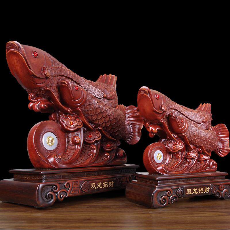 招财金龙摆件双龙招财鱼创意开业工艺礼品客厅店铺收银台装饰摆设