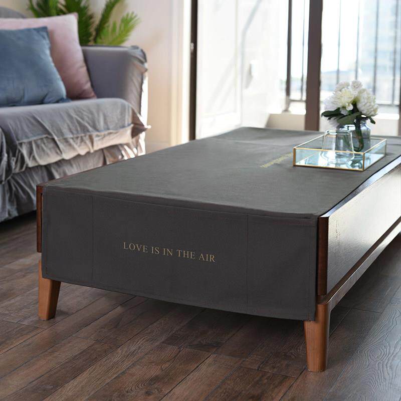 北欧英文家用茶几罩套棉麻防水防烫厚长茶几垫桌垫桌布客厅电视柜