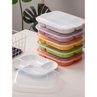 A5密胺学生配餐饭盒食堂PP可微波五格便当盒带盖分格餐盒快餐饭盘