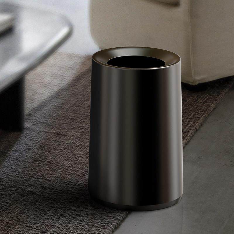 垃圾桶家用不锈钢铝合金客厅高档轻奢黑色办公室卧室酒店客房无盖