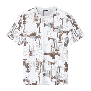 22AW 年轻短袖 LIU·JOUOM博弈象棋提花 型时尚 T恤 H版