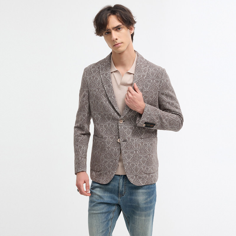 LIU·JO UOMO男士 春夏款商务休闲平驳领印花西服外套上衣