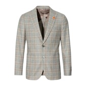 商务休闲绵羊毛平驳领格子西服外套上衣 秋冬款 LIU·JO UOMO男士