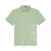 意大利liujo T恤浅色商务休闲 拉链polo领桔梗花短袖 男装 夏季