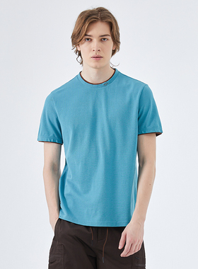 LIU·JO UOMO蓝色简约休闲假两件舒适圆领短袖T恤男2023夏季BS