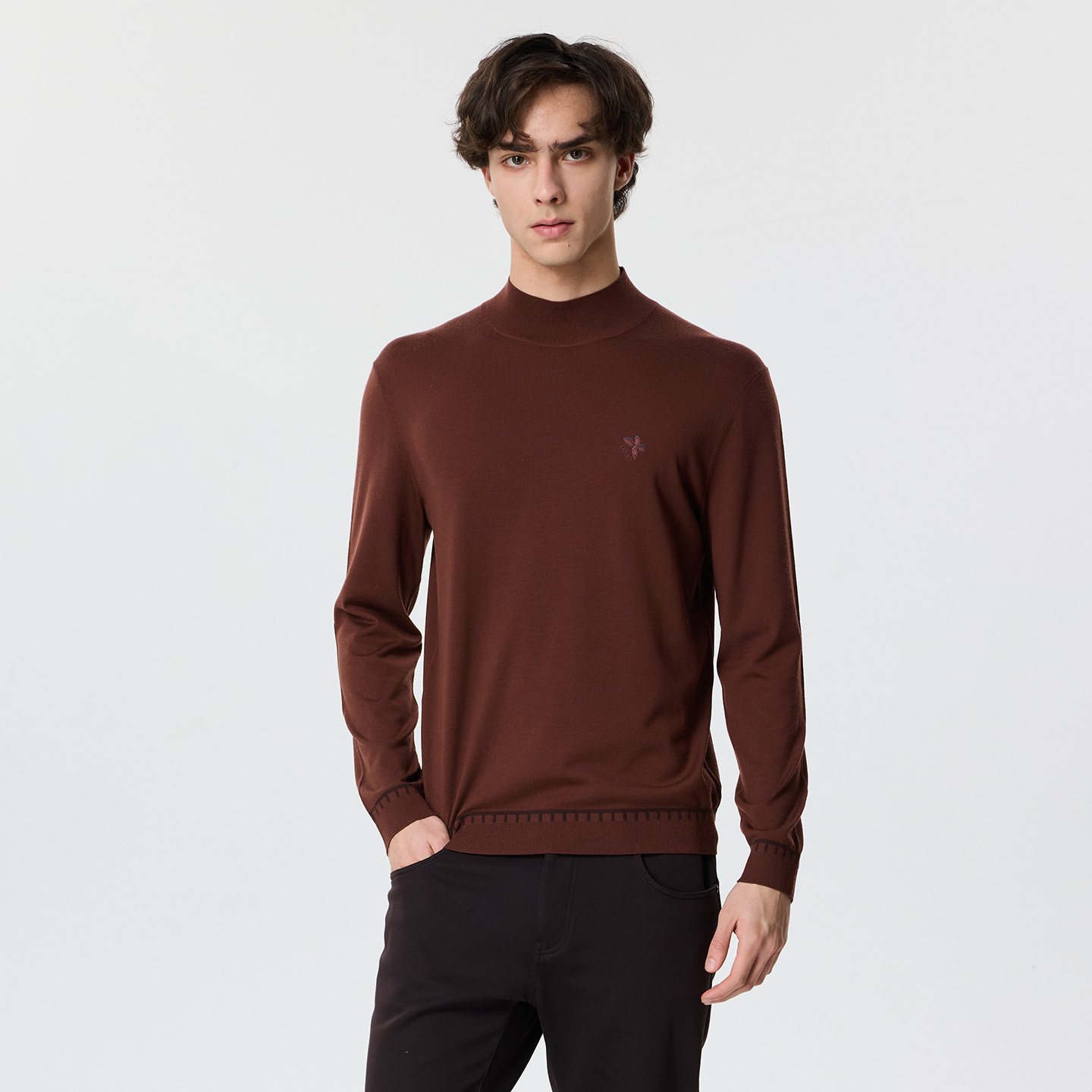 LIU·JO UOMO男士 秋冬款休闲舒适绵羊毛微弹套头毛衫内搭上衣