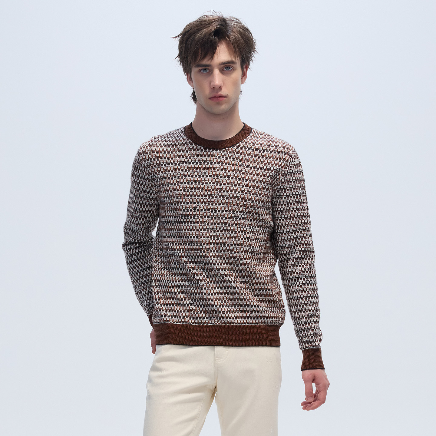 LIU·JO UOMO男士秋冬款休闲舒适绵羊毛微弹宽松套头毛衫内搭上衣