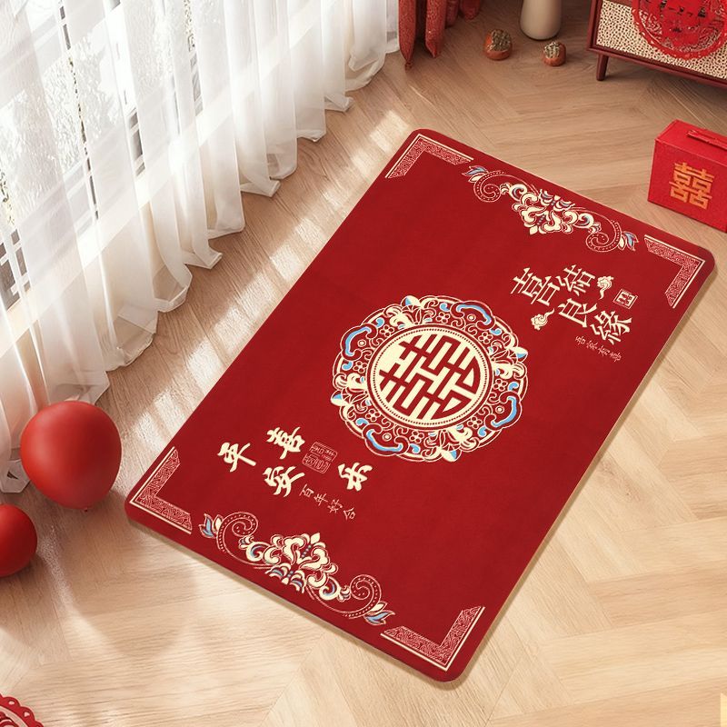 结婚红门垫硅藻泥吸水防滑加厚