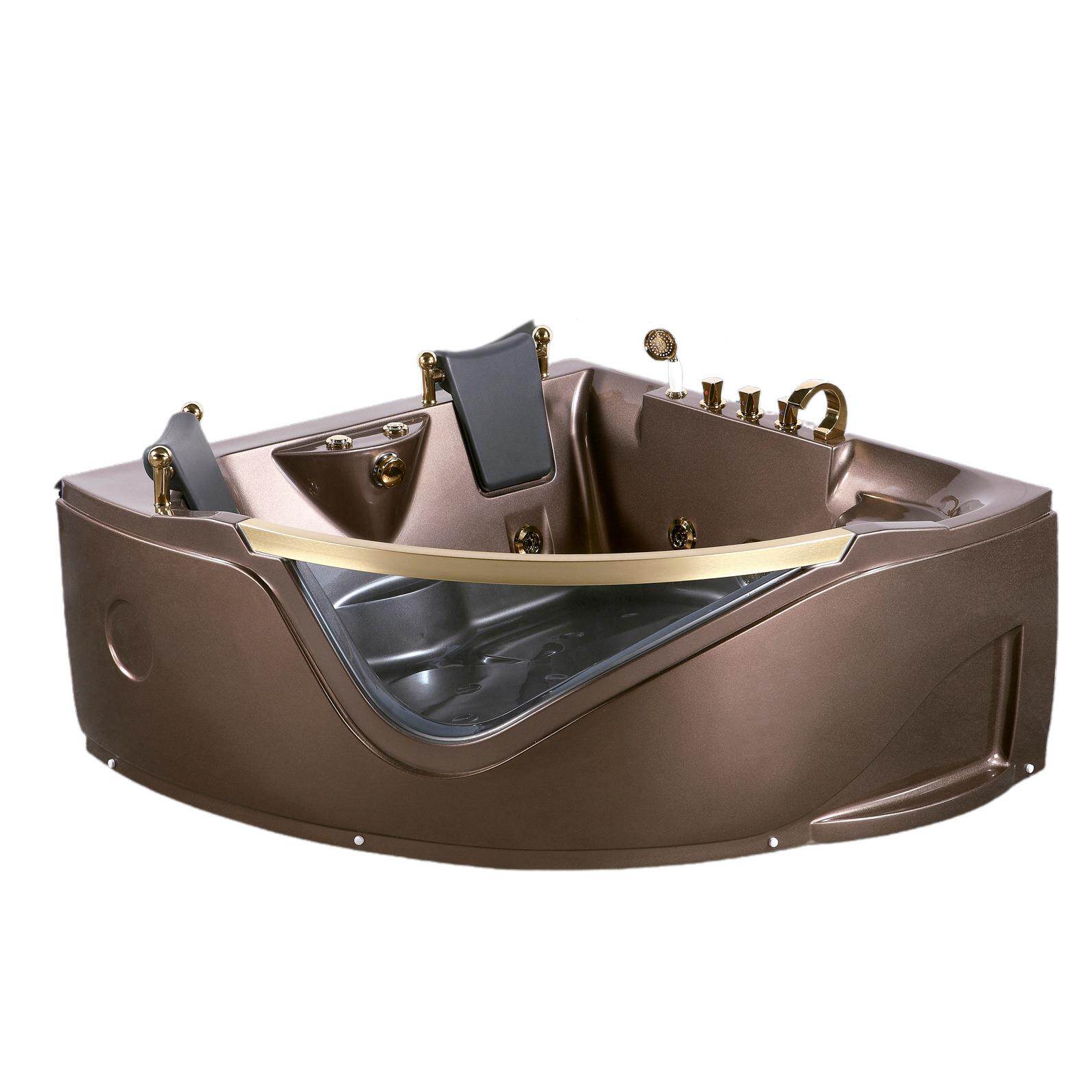 双人按摩浴缸三角三亚克力冲浪恒温控制面板咖啡jacuzzibathtub