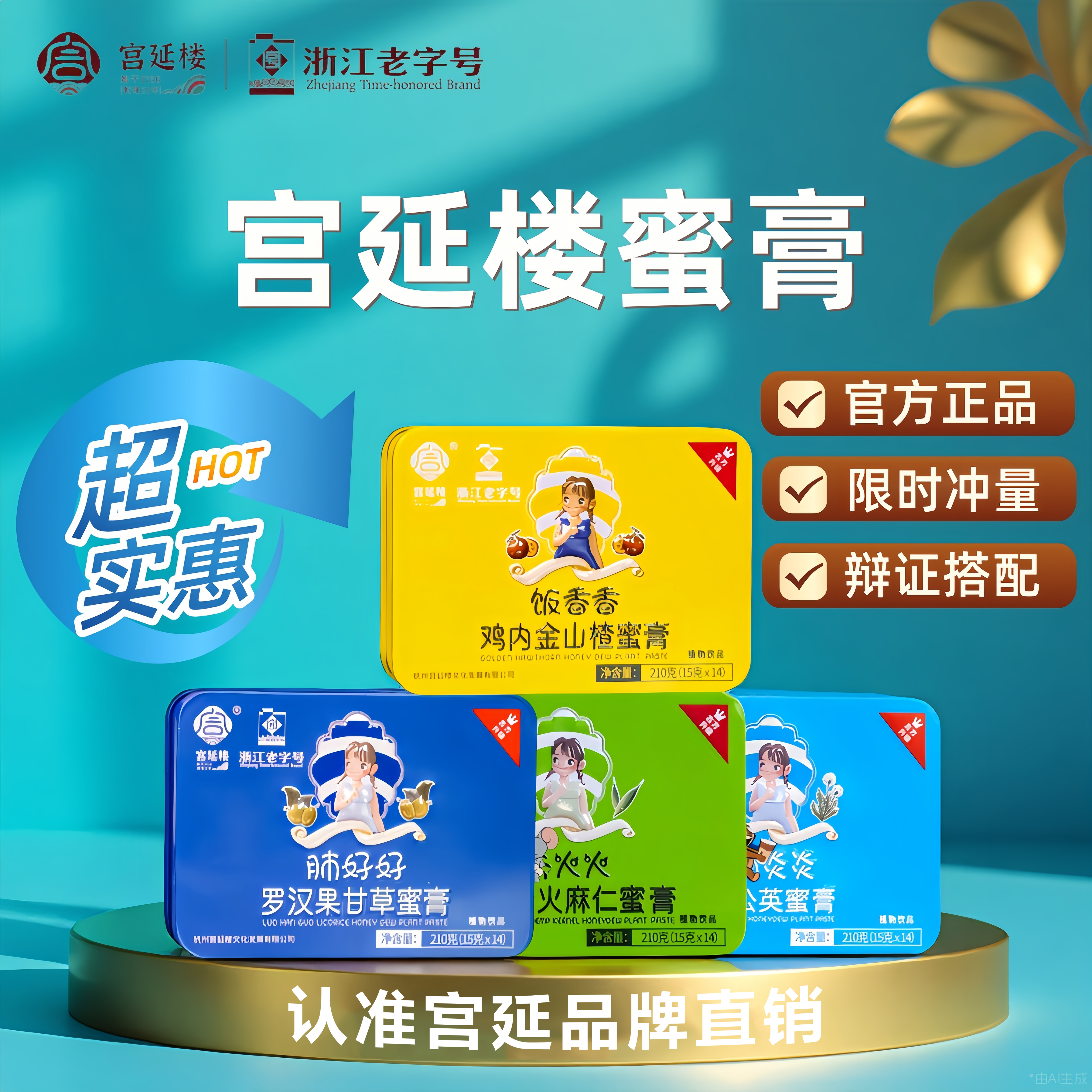 宫延楼鸡内金山楂蜜膏蒲公英正品