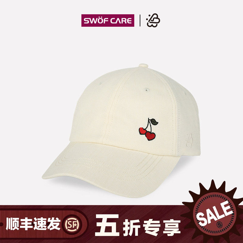 [5折专享]思沃福双心樱桃红心刺绣帽子情人节礼物软顶情侣棒球帽