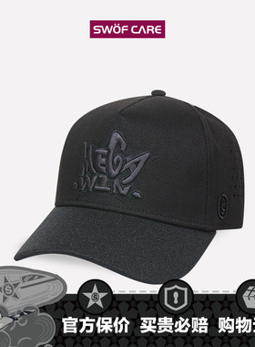 SWOFCARE思沃福 黑色MEGA WIN刺绣帽子 闪檐男女款透气网孔棒球帽