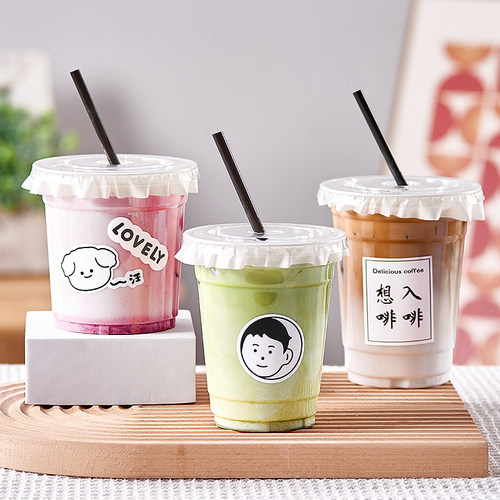 一次性透明可爱咖啡杯贴纸