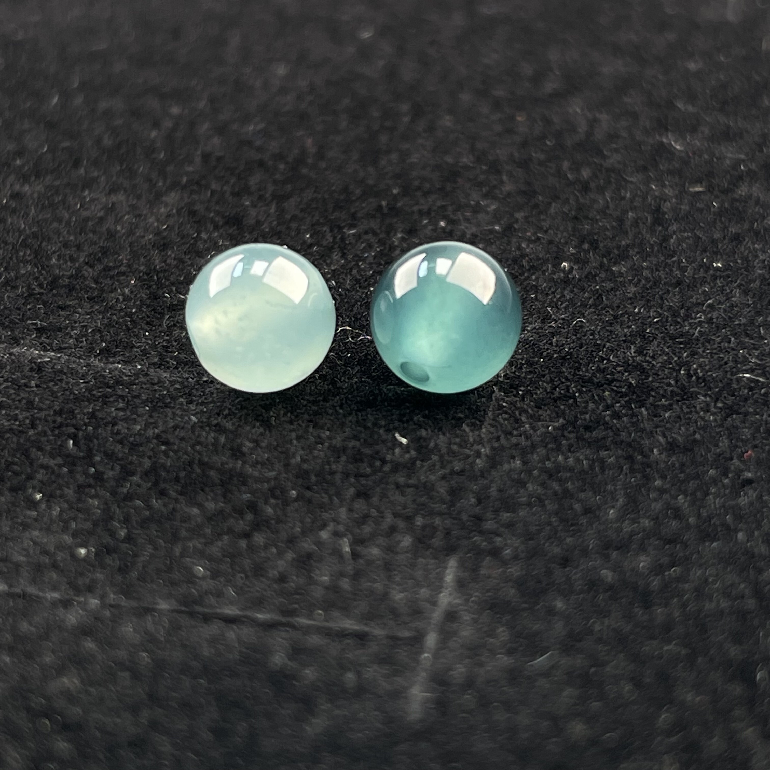 天然A货翡翠老坑冰种天空蓝老蓝水手链项链珠串DlY散珠圆珠玉石珠