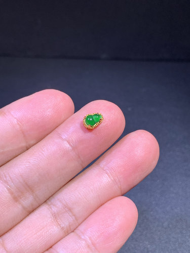 小精品天然A货翡翠满阳绿葫芦D lY国标S925银镶嵌