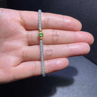 新年礼物精美天然A货翡翠高冰种天空蓝小米圆珠项链手串珠子玉石