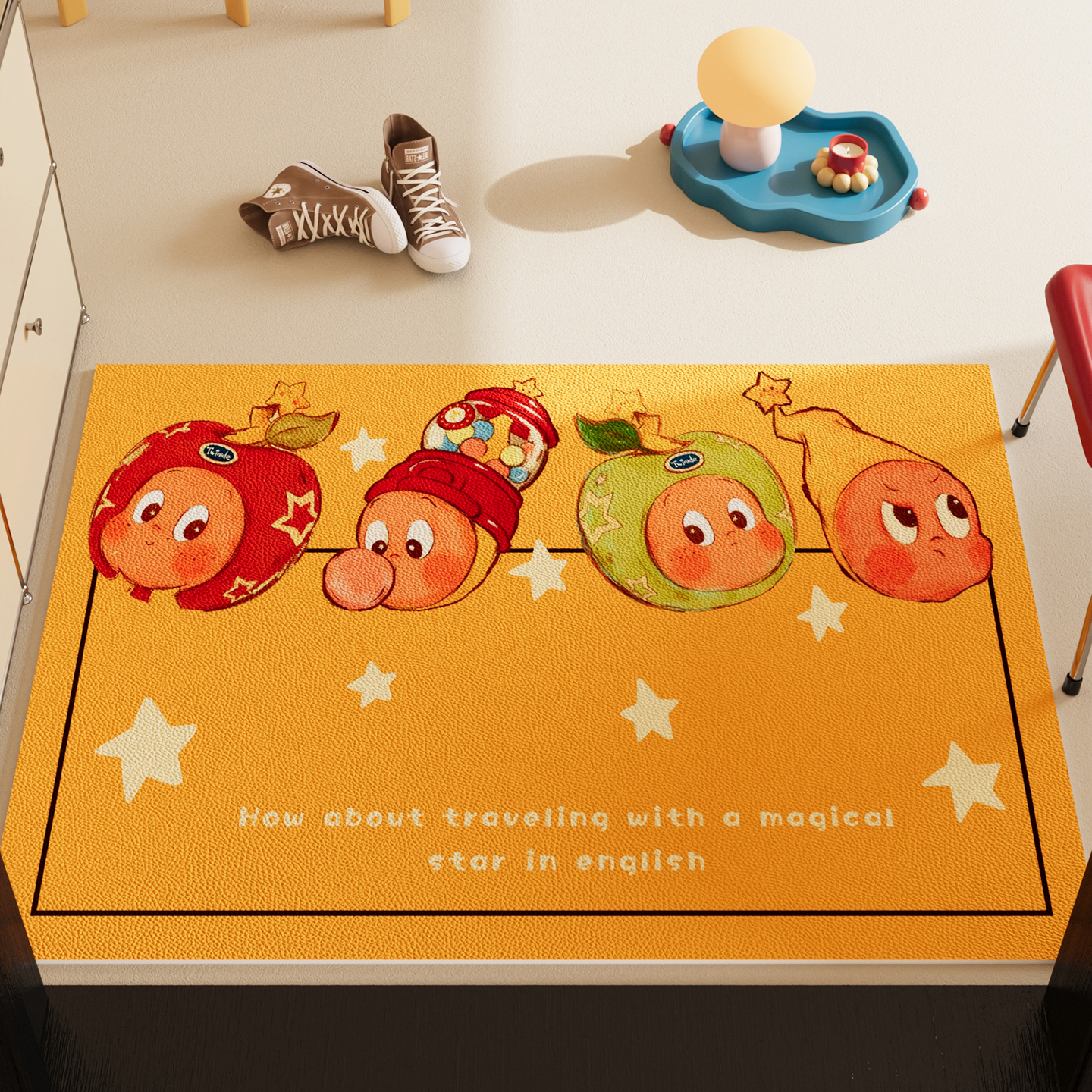 星星人入户门地垫黄色玄关门垫