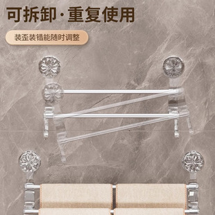 双杆吸盘毛巾架家用浴室免打孔收纳带挂钩干湿两用轻奢挂杆置物架