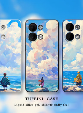 油画鬼灭之刃一加ace2pro手机壳适用oppok11x新款vivoS17趣味9R男reno10pro女neo8硅胶x100创意80卡通iqoo7潮