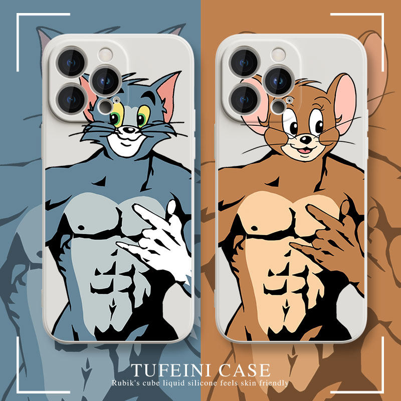 猫和老鼠苹果15pro手机壳iphone14promax适用13女12mini男11新款汤姆x液态xr硅胶xsmax卡通8杰瑞7plus恶搞6潮