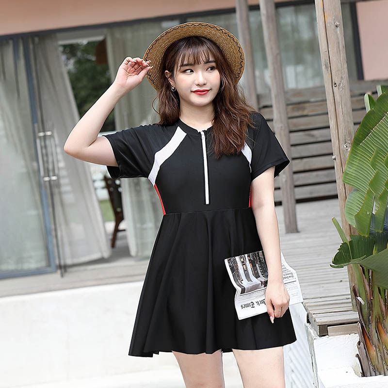 温泉游泳衣女款大尺码连身裙式胖mm300斤遮肉显瘦夏季X加肥加大泳