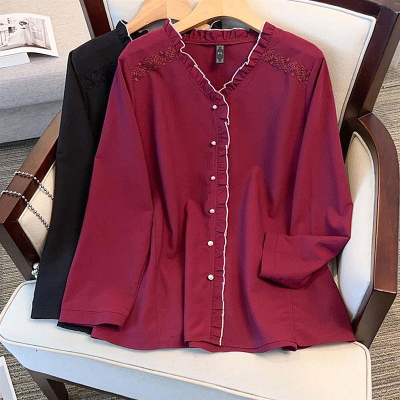 300斤特大码女装胖mm遮肉显瘦洋气T恤女春秋新款长袖上衣胖妹妹