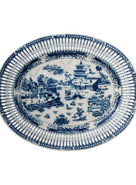 美式古典青花挂盘欧式电视背景墙面E装饰盘子客厅餐厅壁饰挂件摆