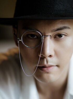 资本家单片眼f镜阿蒙怪盗基德的单片眼镜复古单眼眼镜拍照带链条